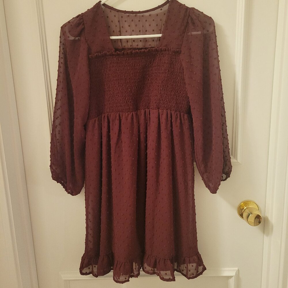 Poppies and Roses Girl's Size Large Burgundy Dress